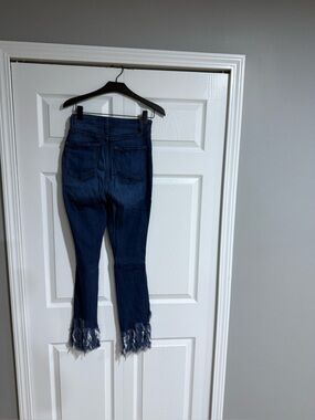 Dark Blue Fringe Hem Women’s Jeans